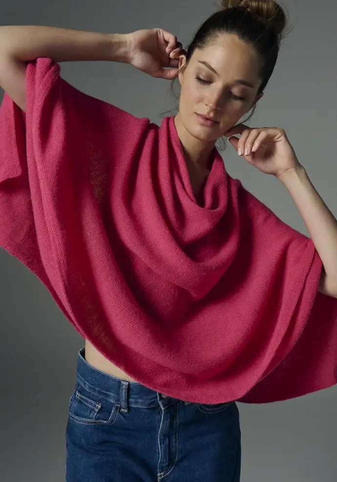Poncho chaud en laine douce pour femme